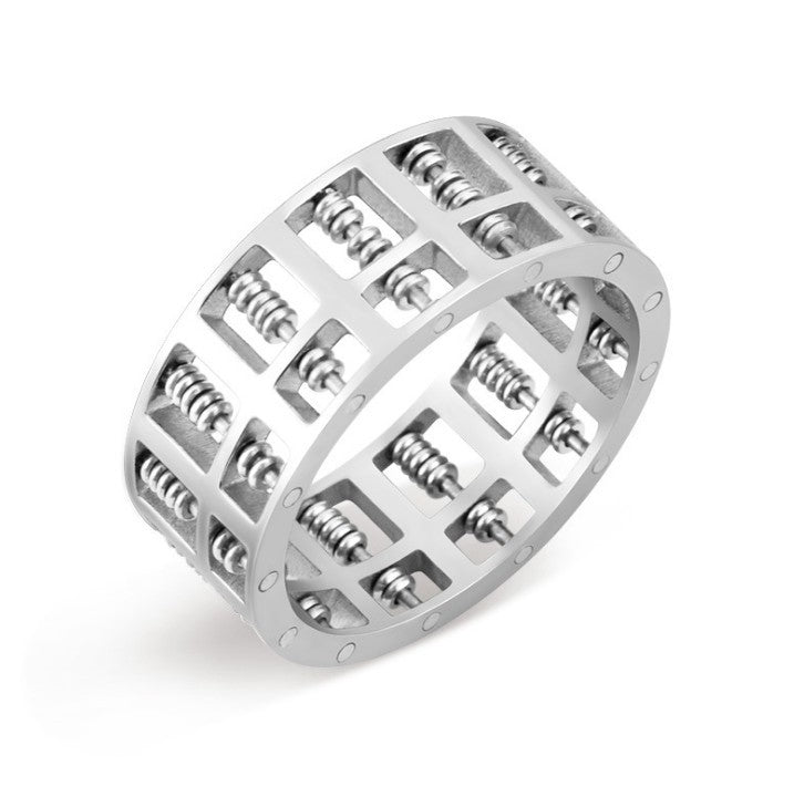 Hand Stitched Beaded Abacus Ring Stainless Steel Band