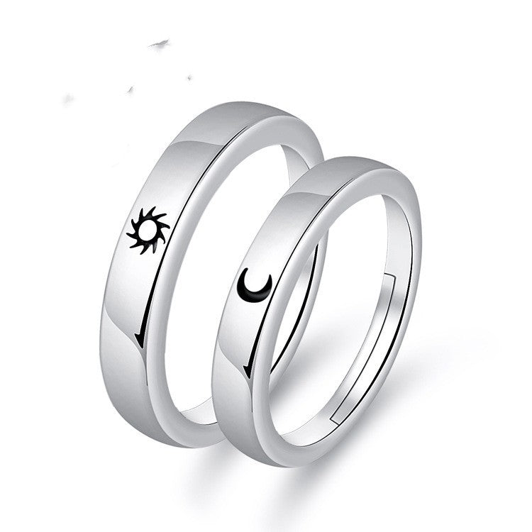Couple Rings Korean Fashion Jewelry Gift White Copper Electroplated Open Rings Women Men Matching Promise Bands