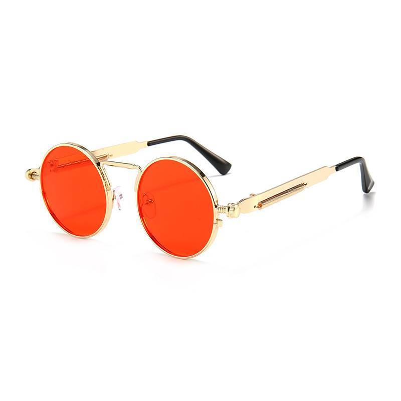 Round Sunglasses With Metal Frame Spring Design And AC Lenses For Men And Women Gray Green Black Brown Lens Choices