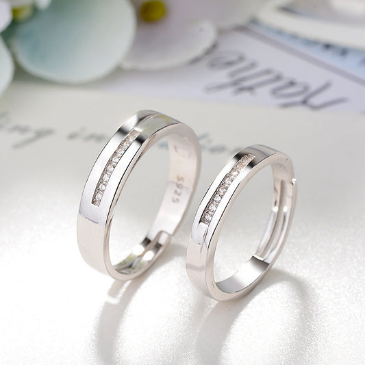 Sterling Silver Adjustable Couple Rings Bow Design Set For Lovers Engagement Wedding Bands Promise Rings For Him And Her
