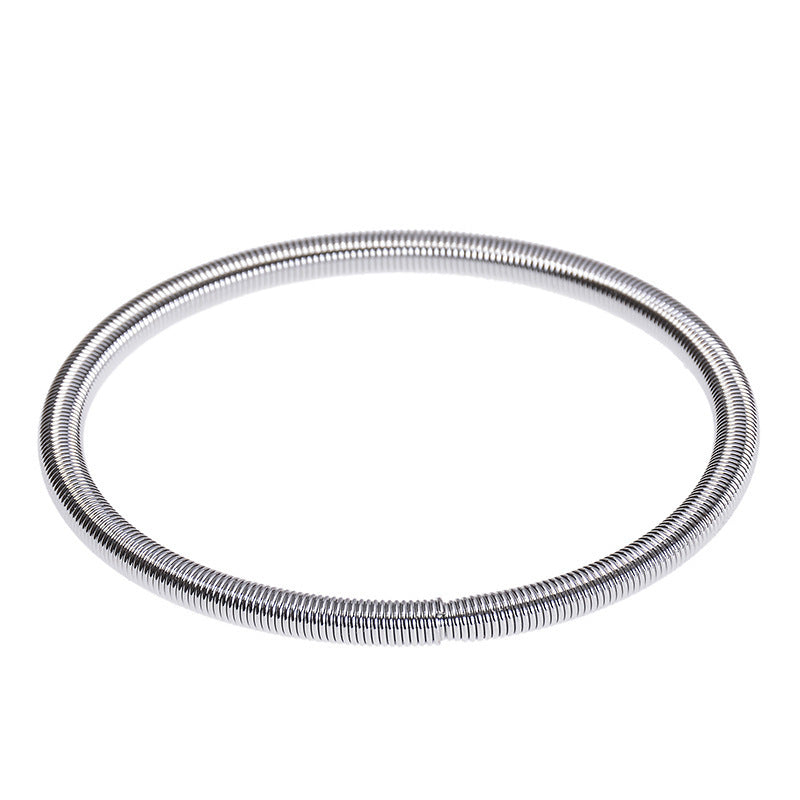 Unisex Carbon Steel Coil Spring Bracelet 4.2mm Wide Durable Metal Jewelry For Everyday Wear Fashion Sleek Look