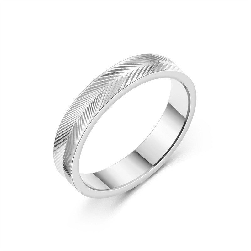 Stainless Steel Couples Rings Star Fashion Feather Wave Designs Ring Durable Everyday Wear For Stylish Couples