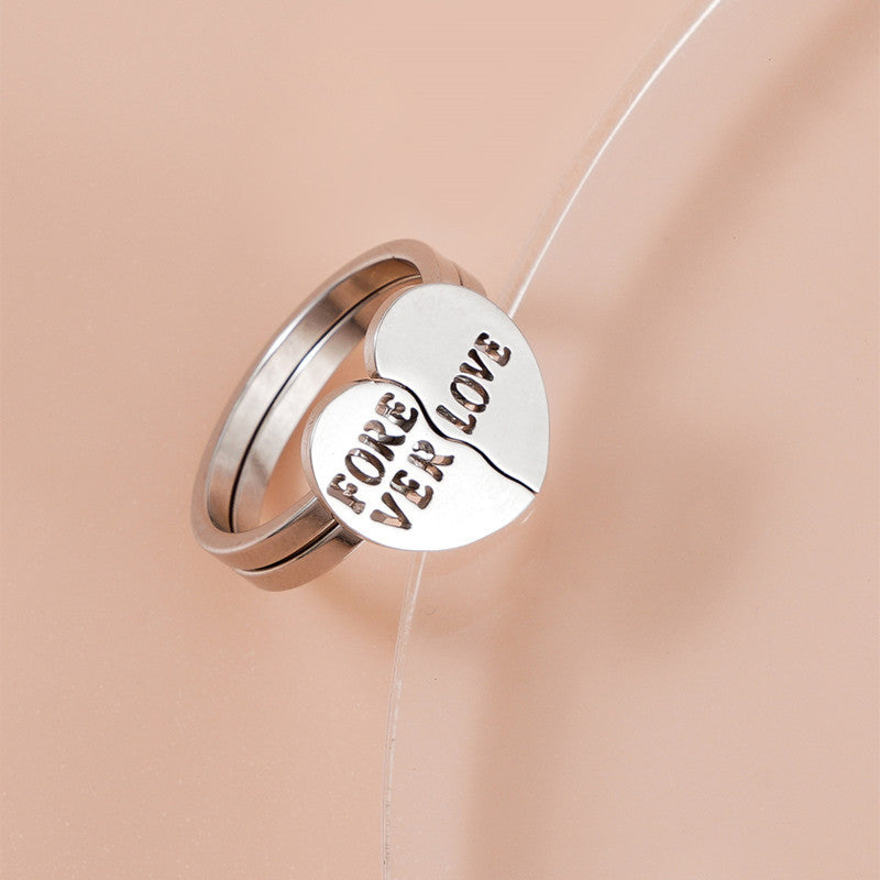 Unisex Hollow Letter Stainless Steel Ring Silver Tone Fashion Jewelry Durable Modern Statement Rings Men Women