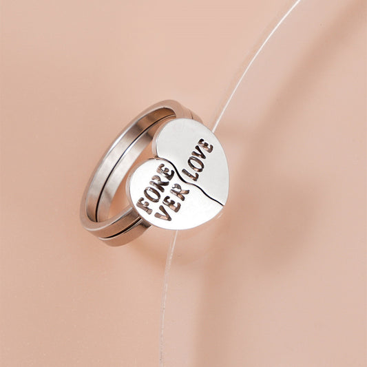 Unisex Hollow Letter Stainless Steel Ring Silver Tone Fashion Jewelry Durable Modern Statement Rings Men Women