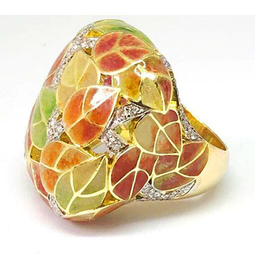 Womens Gold Plated Exaggerated Flower Ring With Inlaid Gemstones Fashion Statement Jewelry For Everyday Wear Now