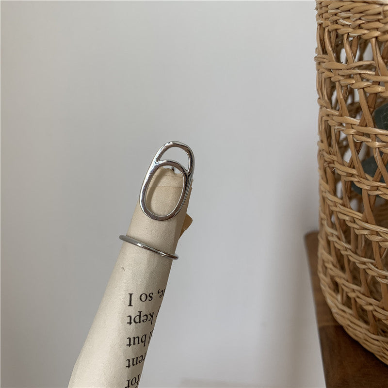 Unisex Geometric Alloy Rings Electroplated Metal Fashion Jewelry Single Ring And Double Ring Fingertip Cool Rings