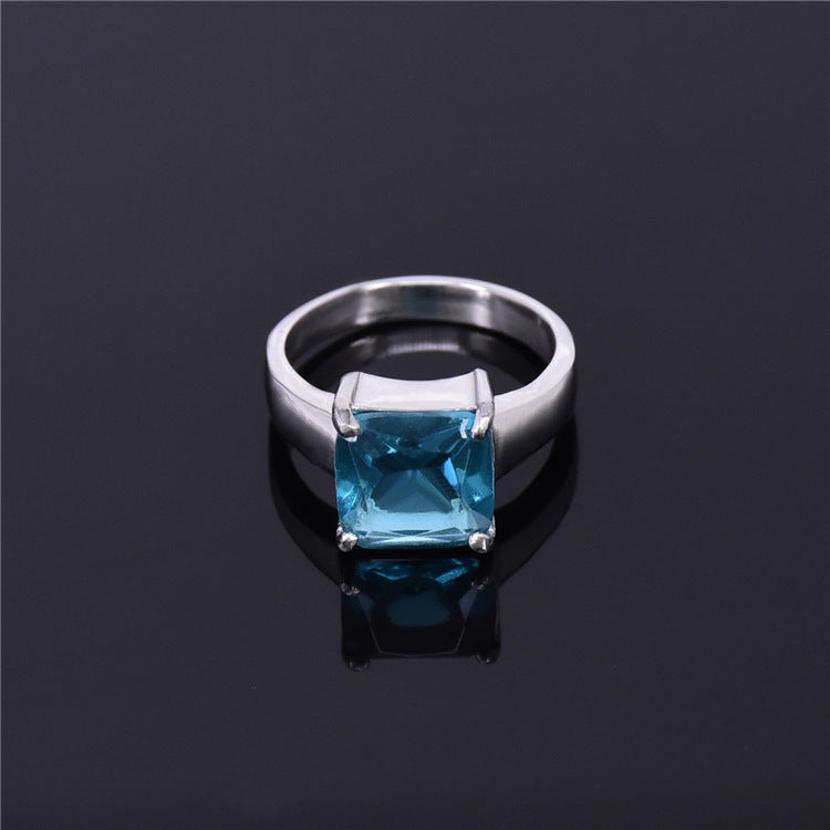 Elegant Titanium Steel Ring For Women With Gemstone Natural Minimalist Jewelry Modern Design Polished Everyday