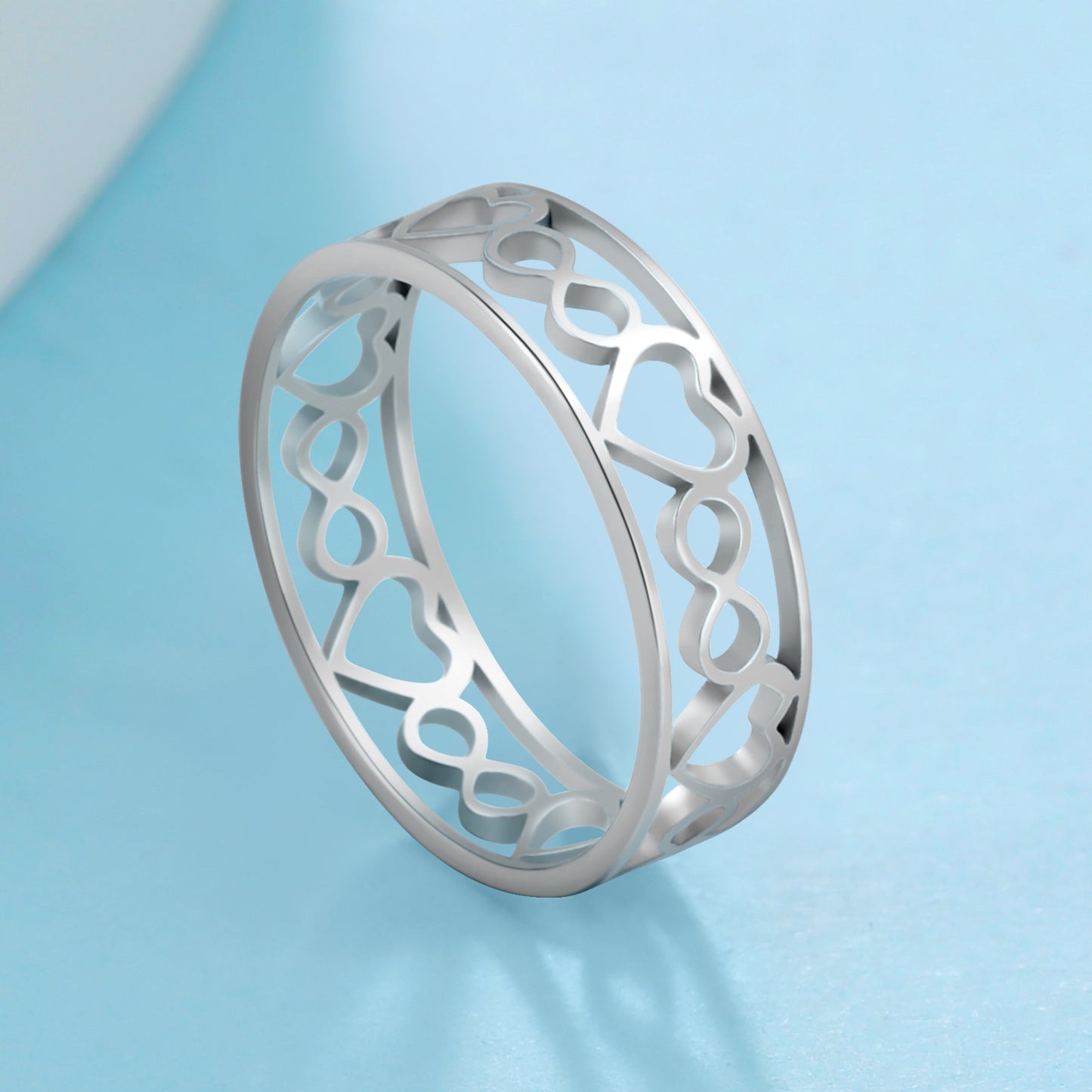 Heart Ring Stainless Steel Electroplated Hollow Band For Women Gift For Her Everyday Fashion Jewelry Chic Glow