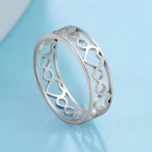 Heart Ring Stainless Steel Electroplated Hollow Band For Women Gift For Her Everyday Fashion Jewelry Chic Glow