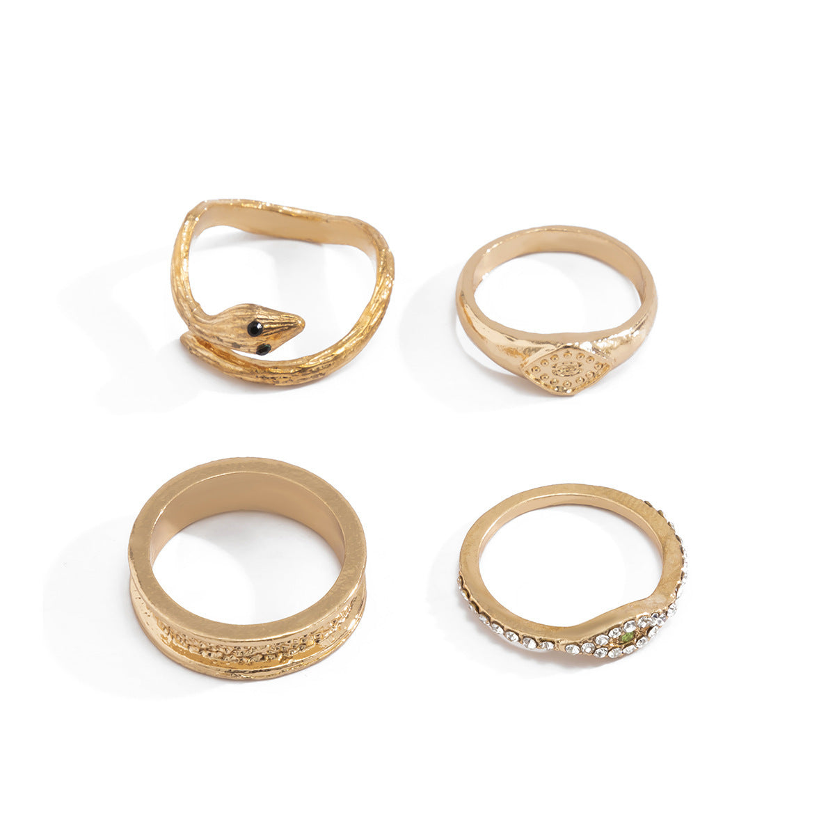 Womens Geometric Snake Ring Set Simple Alloy Rings Stacking