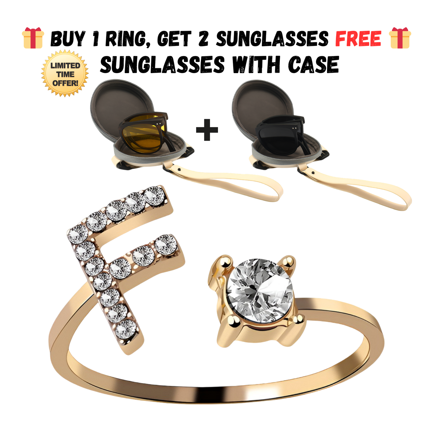 Adjustable Letter Zircon Ring with Alphabet Initials A Z Copper Alloy Jewelry Gift for Women Elegant Gift Idea