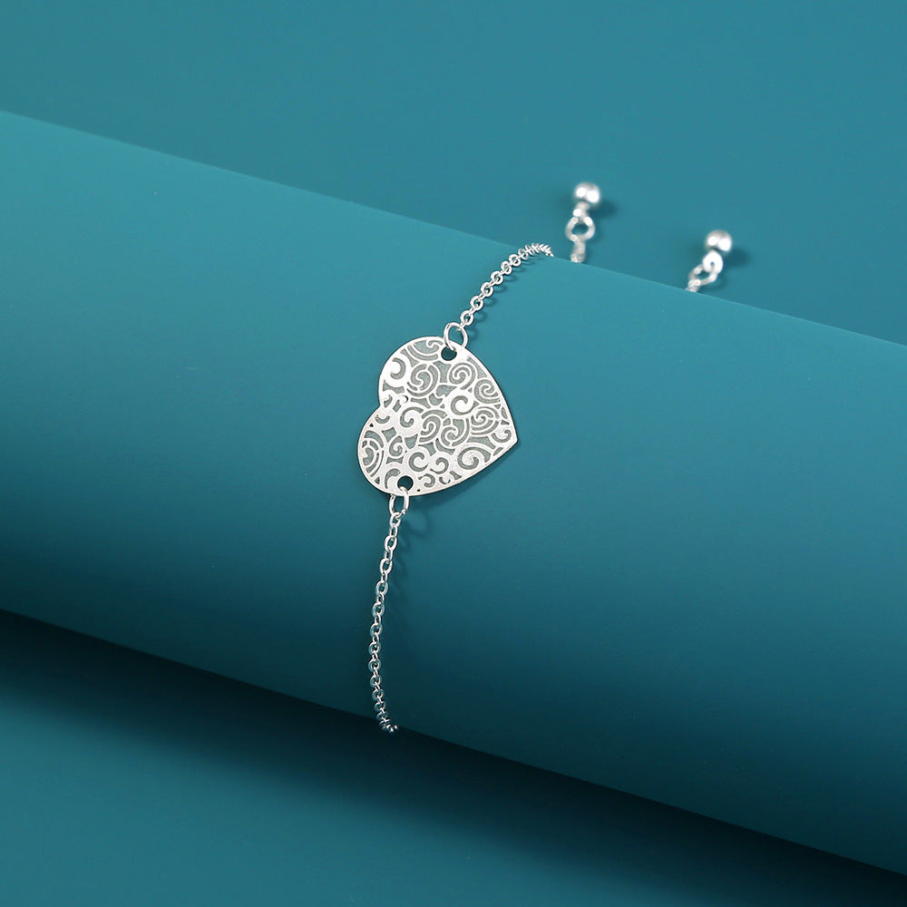 Womens Copper Bracelet Adjustable Design with Love Drop White K Electroplating Extender Chain Sky Blue 27cm5cm