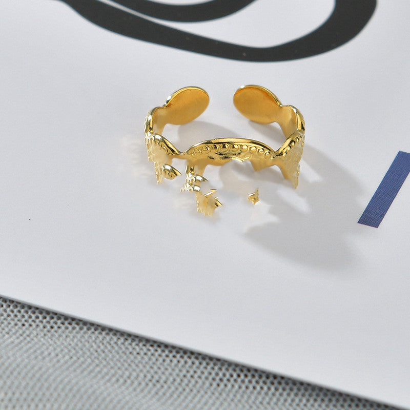 Stainless Steel Ring With Irregular Texture And Geometric Design Durable Modern Statement Jewelry For Unisex Ring