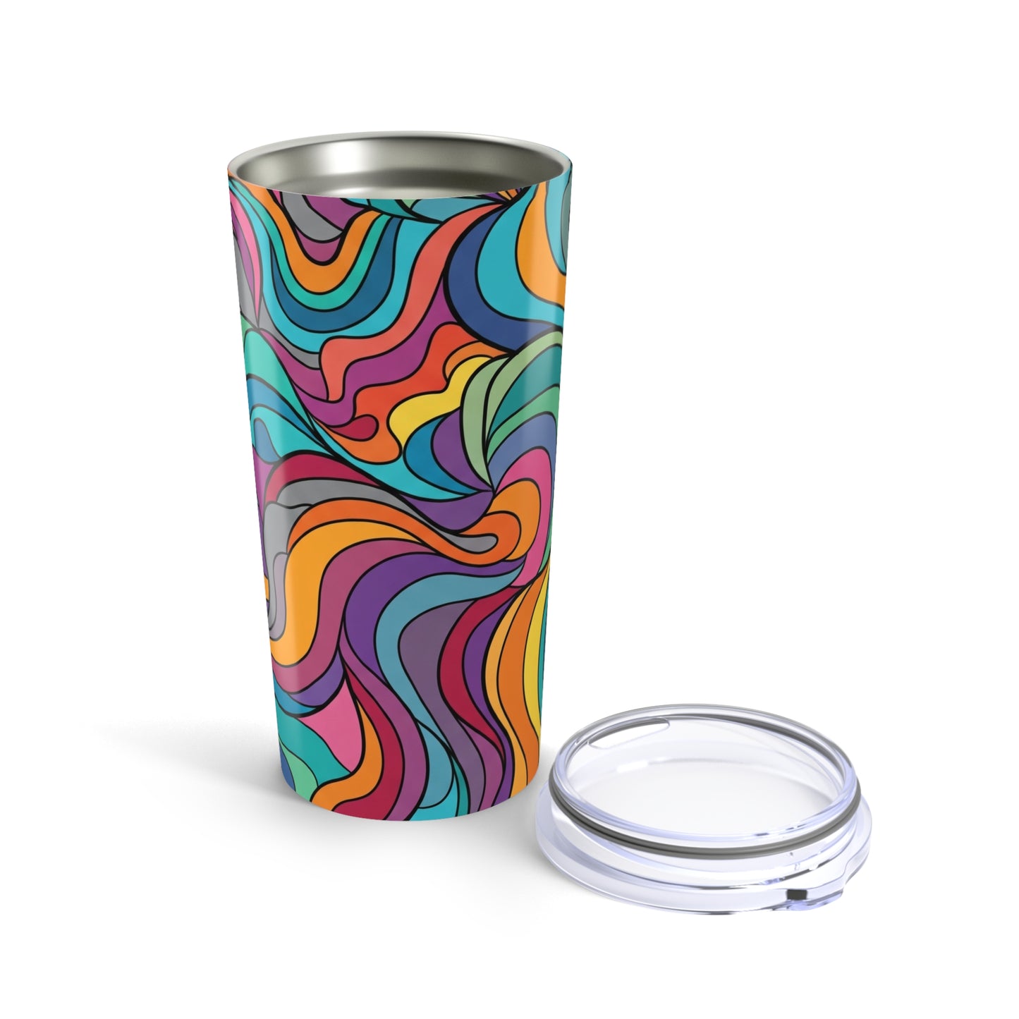 20oz Stainless Steel Tumbler With Double Wall Vacuum Insulation Spill Resistant Printed Thermal Travel Mug With Lid