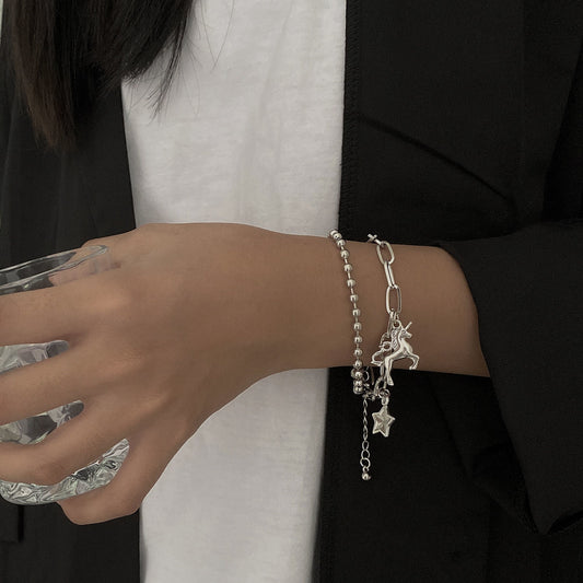 Womens Alloy Bracelet Steel Finish Bangle Fashion Distressed Style With Simple Design Personalization For Everyday Wear