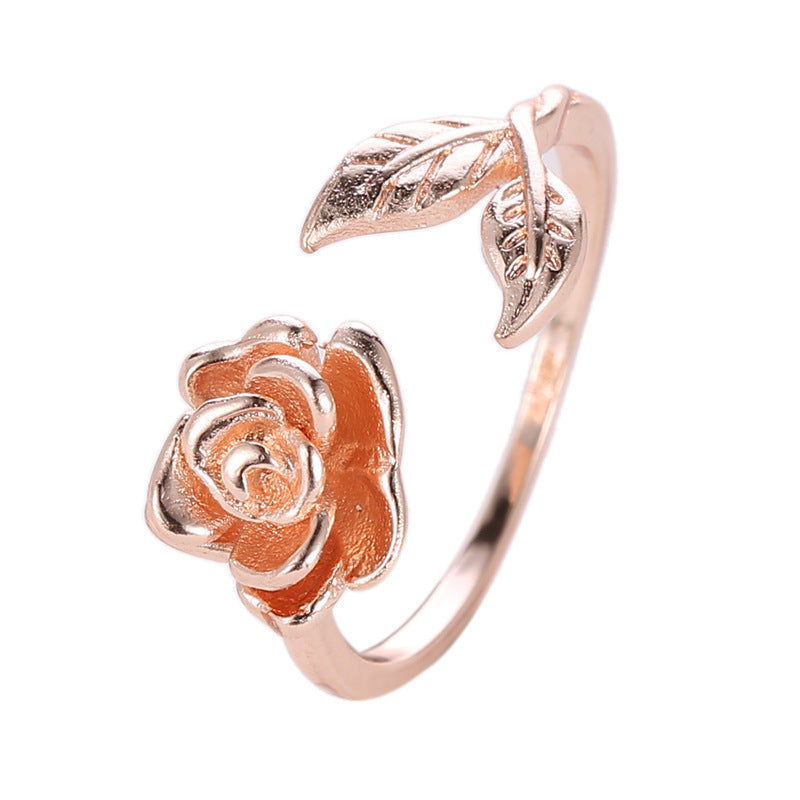 Copper Ring With Rose Flower Design Ethnic Style Electroplated For Festival Wear Individually Packed Ships Now