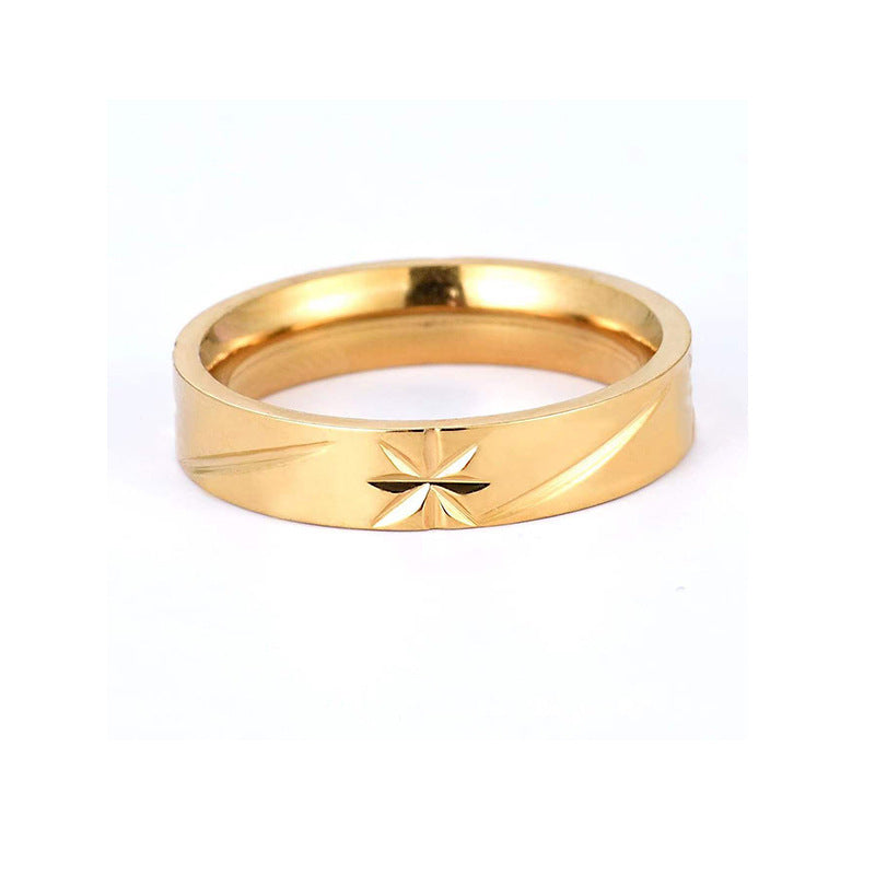 Mens Stainless Steel Ring Fashion Simple Band Electroplated Gold Finish 4mm Width Minimalist Everyday Jewelry