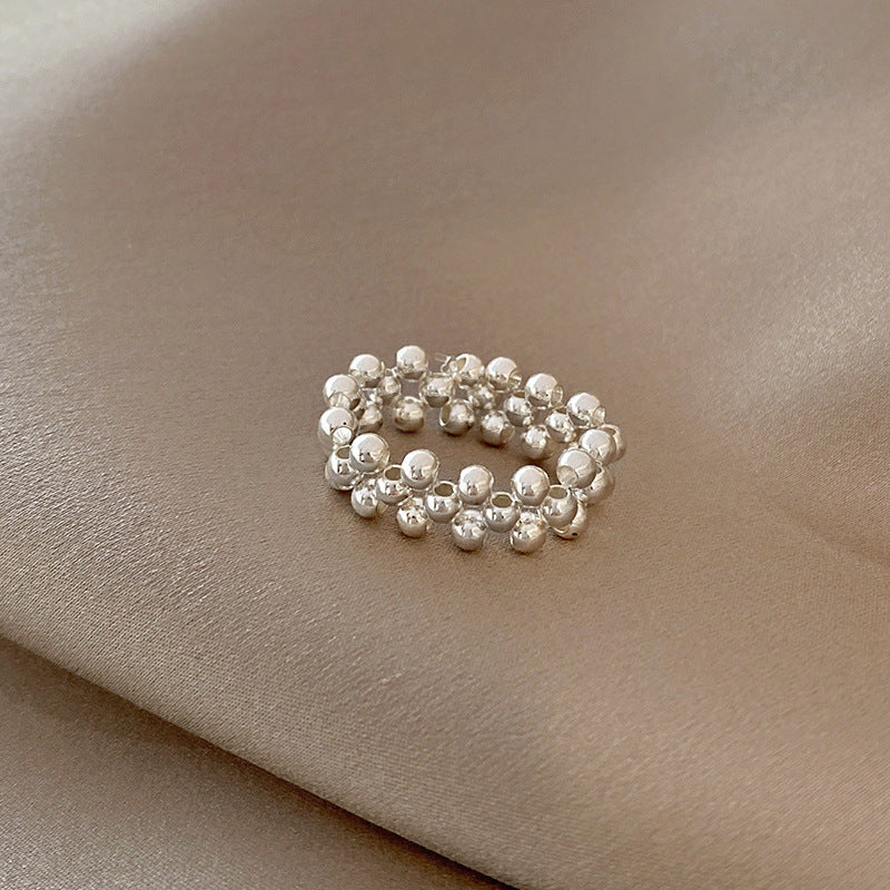 Girls Adjustable S925 Sterling Silver Ring Vintage Geometry Bow Stars Design Open Ring For Index Finger Ladies