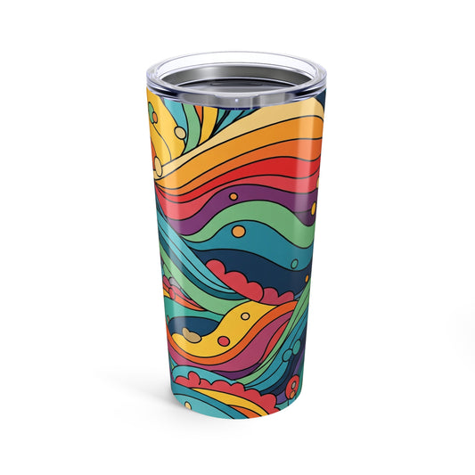 20oz Stainless Steel Tumbler With Printed Design Double Wall Vacuum Insulation Spill Resistant Hot Cold Coffee Cup