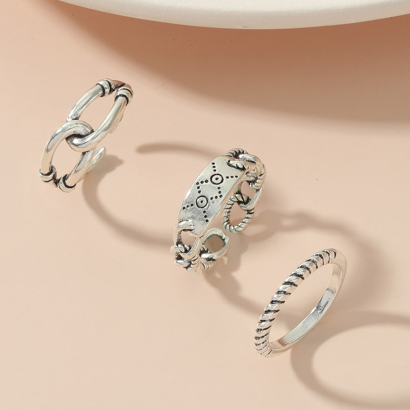 Womens Ring Set Retro Geometric Rings Animal Zodiac Electroplated Alloy 3 Piece Gift For Her Twist Knot Trendy