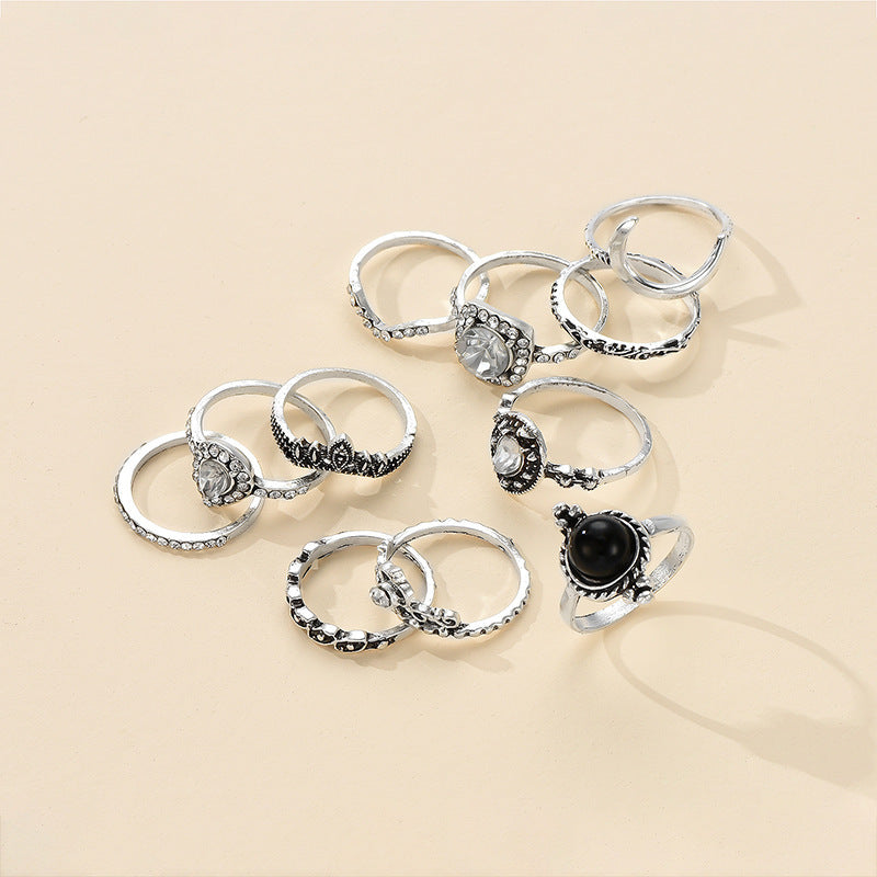 Geometric Ring Set For Women Stackable Alloy Knuckle Rings Electroplated Everyday Jewelry Gift Ready In Stores