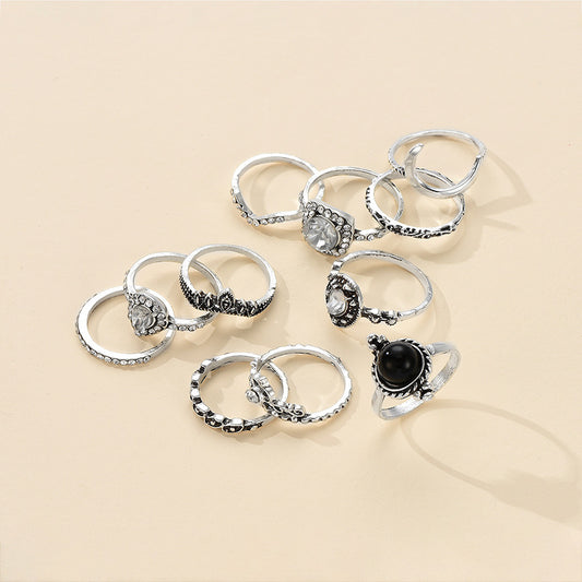 Geometric Ring Set For Women Stackable Alloy Knuckle Rings Electroplated Everyday Jewelry Gift Ready In Stores
