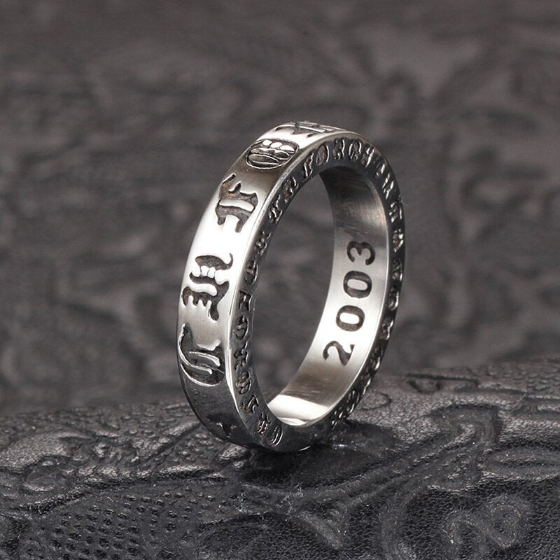 European And American Retro Six-Character Mantra Men's Ring