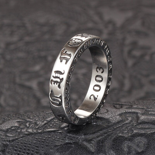 European And American Retro Six-Character Mantra Men's Ring