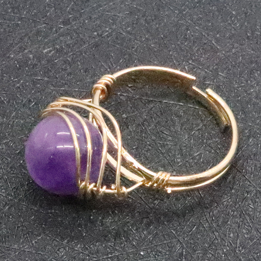 Natural Stone Bead Ring With Speckled Gemstone Winding Design Jewelry Accessory For Women Durable Wear Unique Gift
