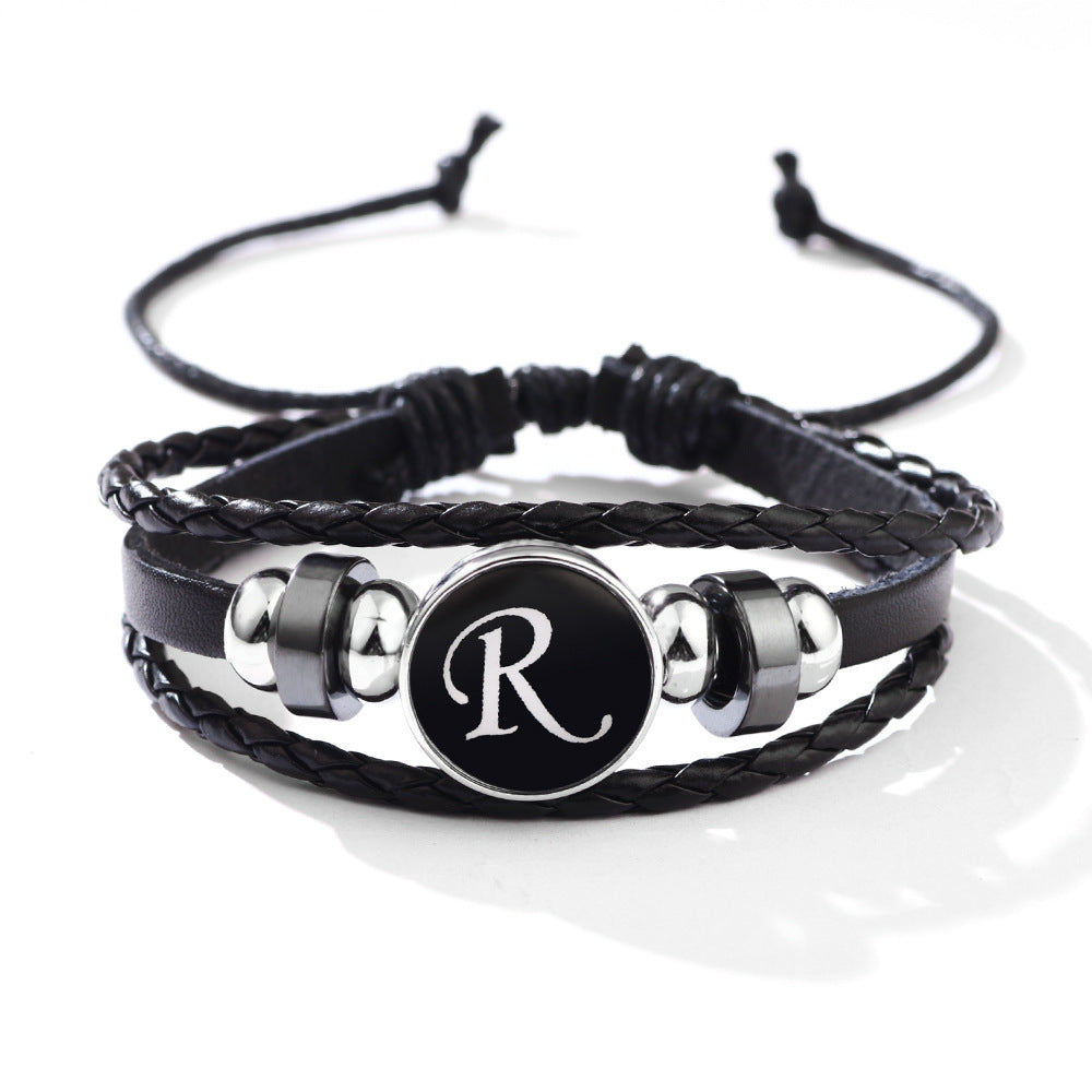 Womens Leather Bracelet With Initials Charm Adjustable Extension Classic Jewelry For Women And Girls For Women