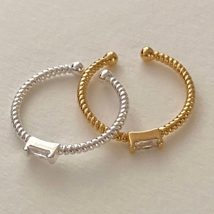 Womens Heart Ring Zircon Diamond Korean Vintage Gold Plated