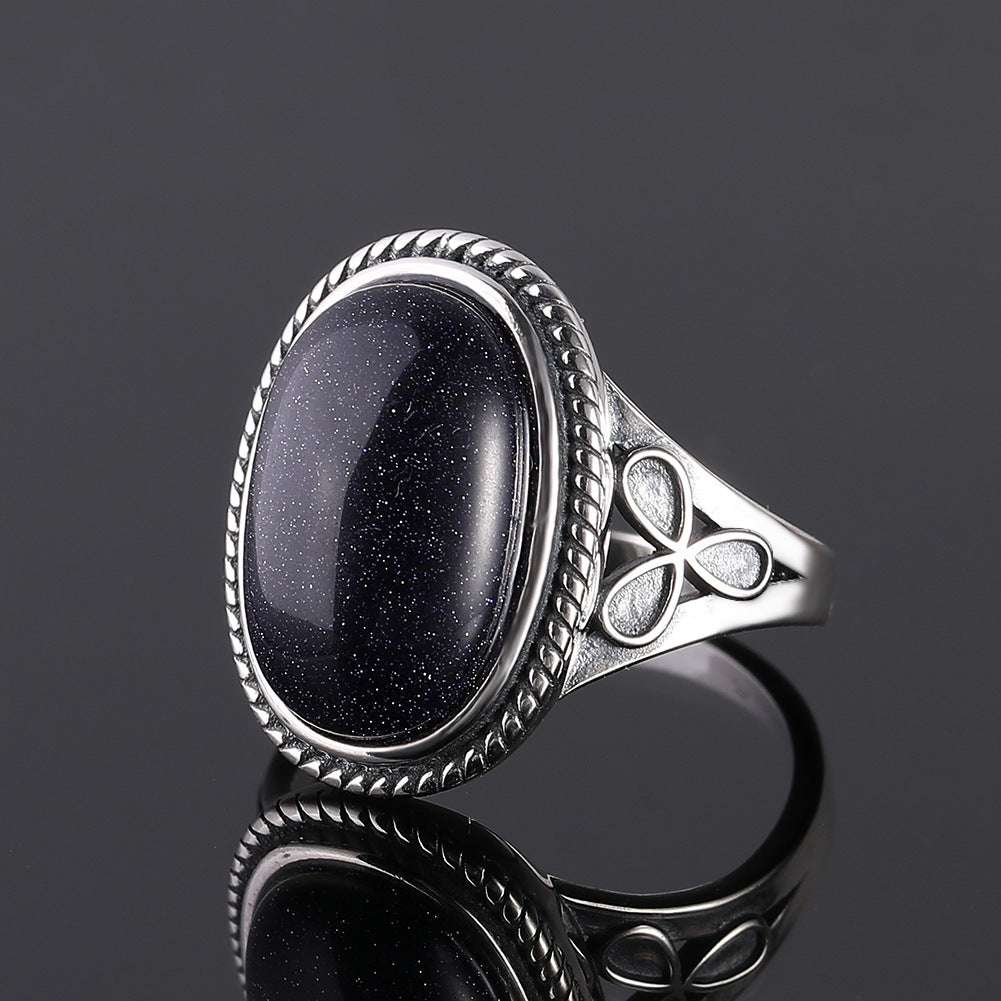 Women's Vintage Blue Sand Aventurine Fashion Ring