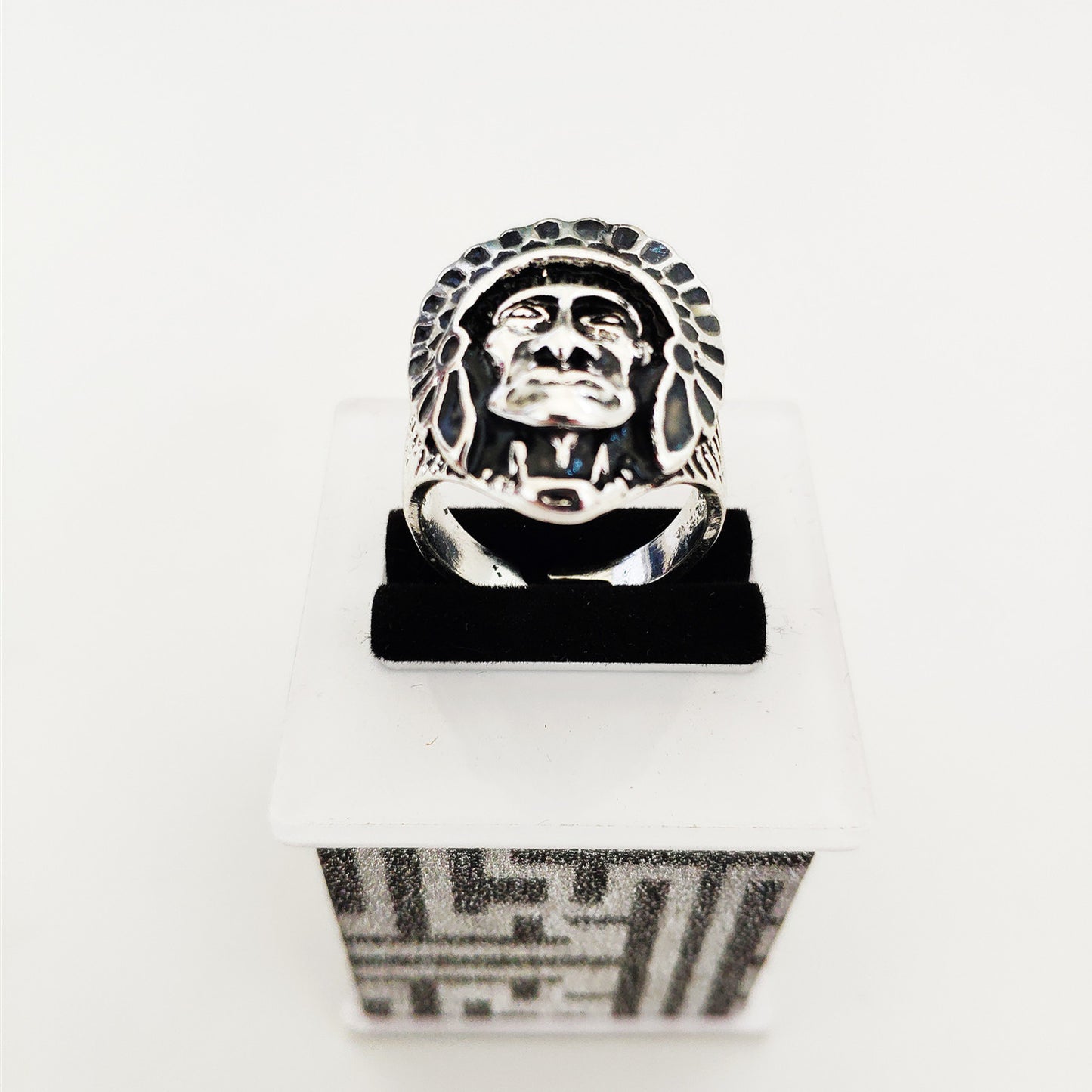 Mens Vintage Alloy Ring Geometric Indian Avatar Adjustable