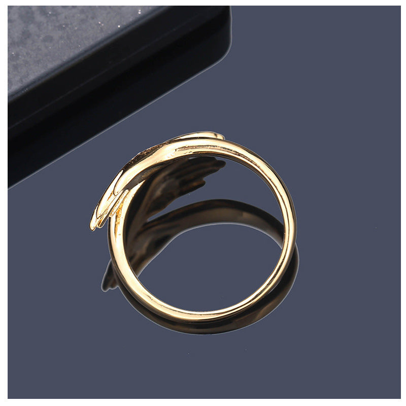 Womens Open Design Adjustable Copper Knuckle Ring Two Hand Ring European Fashion Jewelry Electroplated Elegant Design