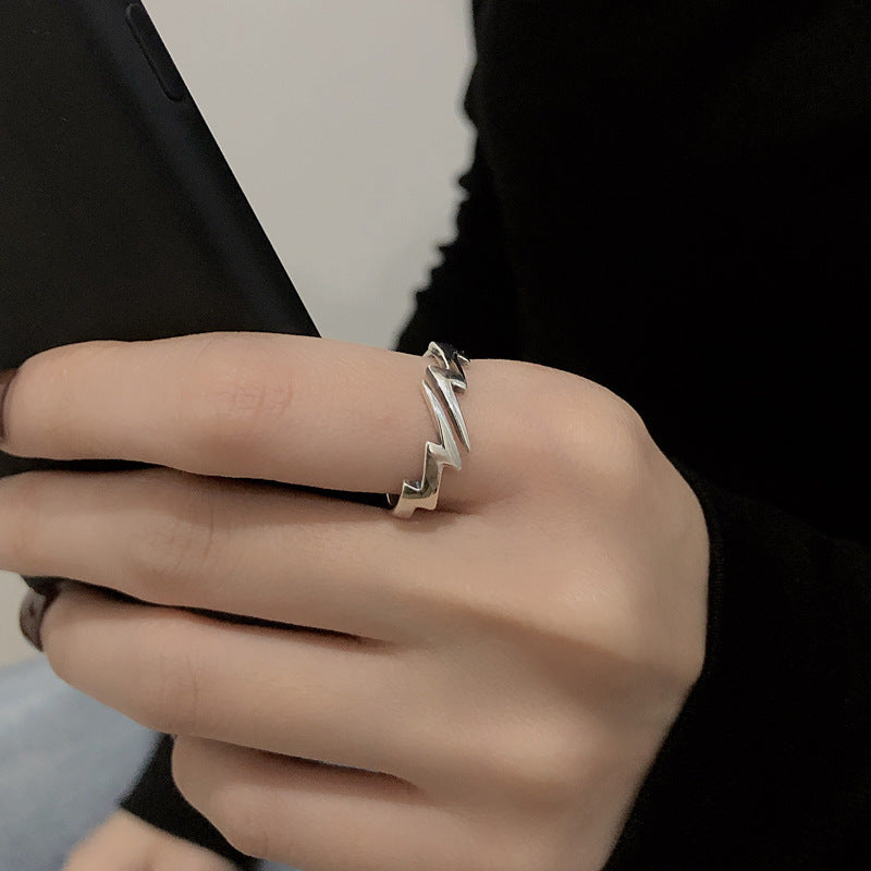 Silver Lightning Ring For Women And Girls Thin Band Design Everyday Wear Lightning Bolt Jewelry For Daily Wear