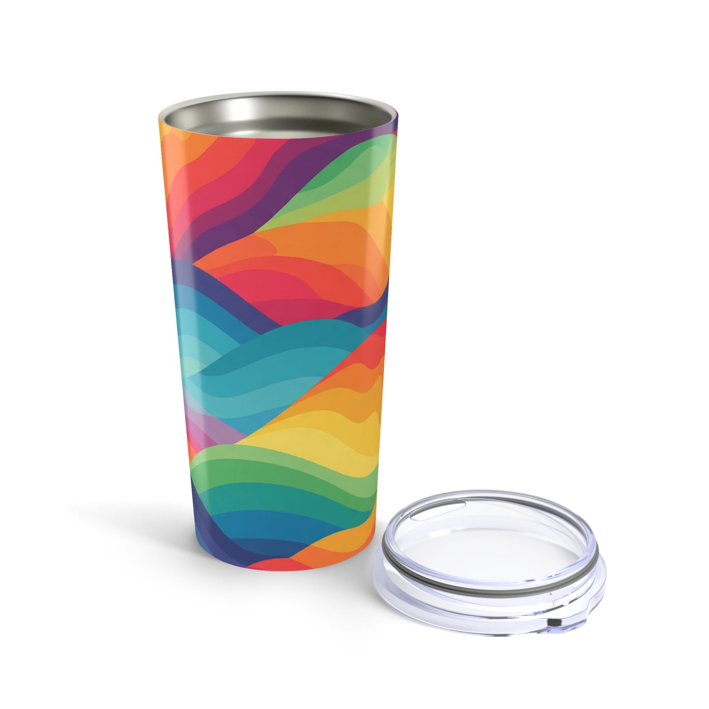 20 Ounce Steel Coffee Mug Double Wall Insulated Spill Resistant BPA Free With Vivid Graphic Art For Hot Cold Drinks