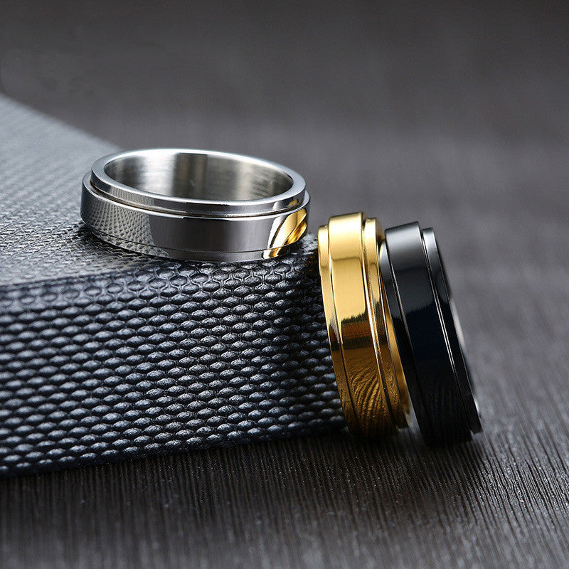 Unisex Rotatable Stainless Steel Ring Fidgeting Spinner Jewelry Geometric Electroplated Fashion Accessory Gifts