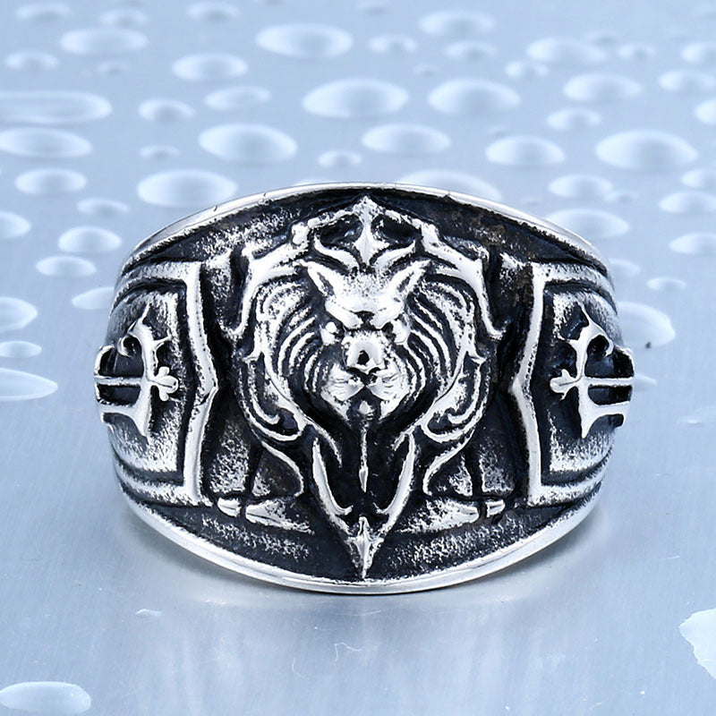 Mens Lion Head Alloy Ring European Style Jewelry Gift