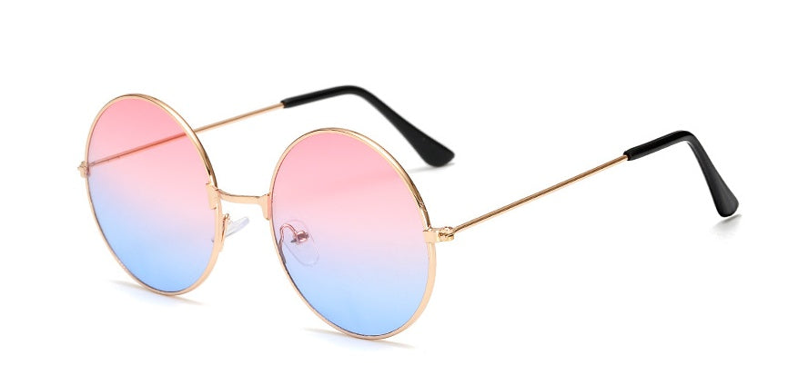 Vintage Round Sunglasses Circle Frame AC Lenses Trendy Metal Eyewear Sun Shielding Glasses Fashion Accessories