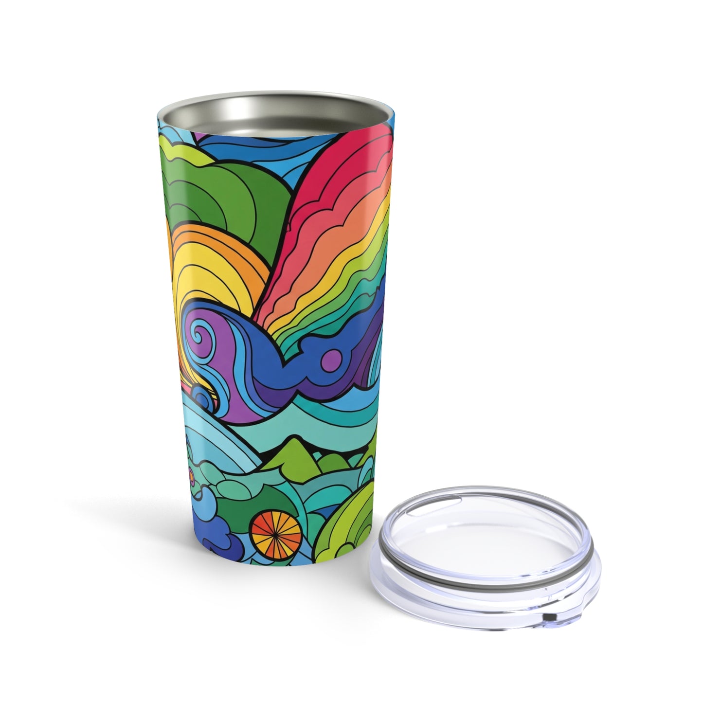20oz Stainless Steel Printed Design Tumbler With Double Wall Vacuum Insulation Spill Resistant Travel Cup With Lid