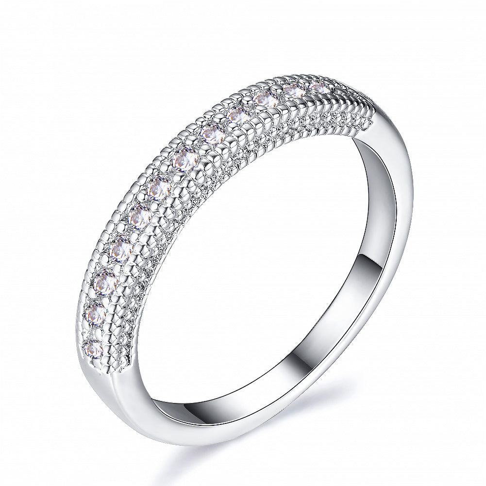 Womens Micro Inlaid Zircon Ring Dazzling Elegant Design Wedding Engagement Anniversary Jewelry Durable A Glow