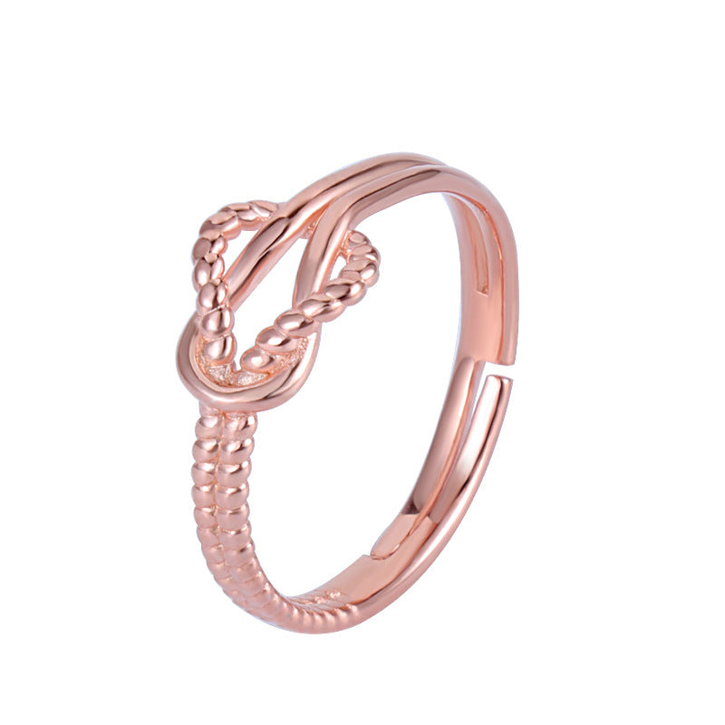 Women's Fashion Ring S925 Silver Ring Electroplated Rose Gold Geometric Ring for Her Elegant Ring Anniversary Ring Gift for Women and Girls