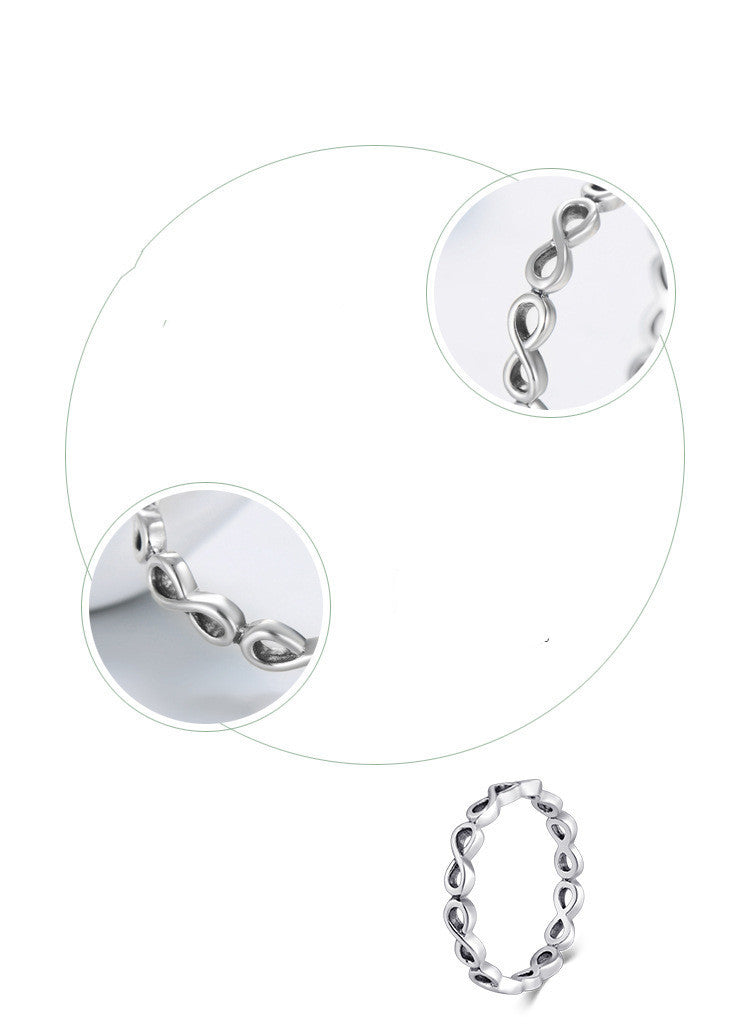Sterling Silver Infinity Ring Love Symbol 925 Silver Band Geometric Promise Ring for Women Girls Simple Anniversary Ring Gift