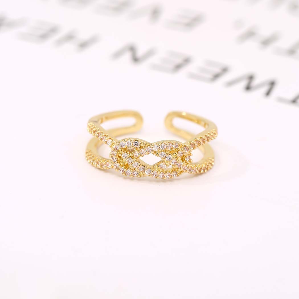 Womens Adjustable Zircon Ring in Gold Copper Mosaic Design Elegant Anniversary Jewelry for Her for Women Gift