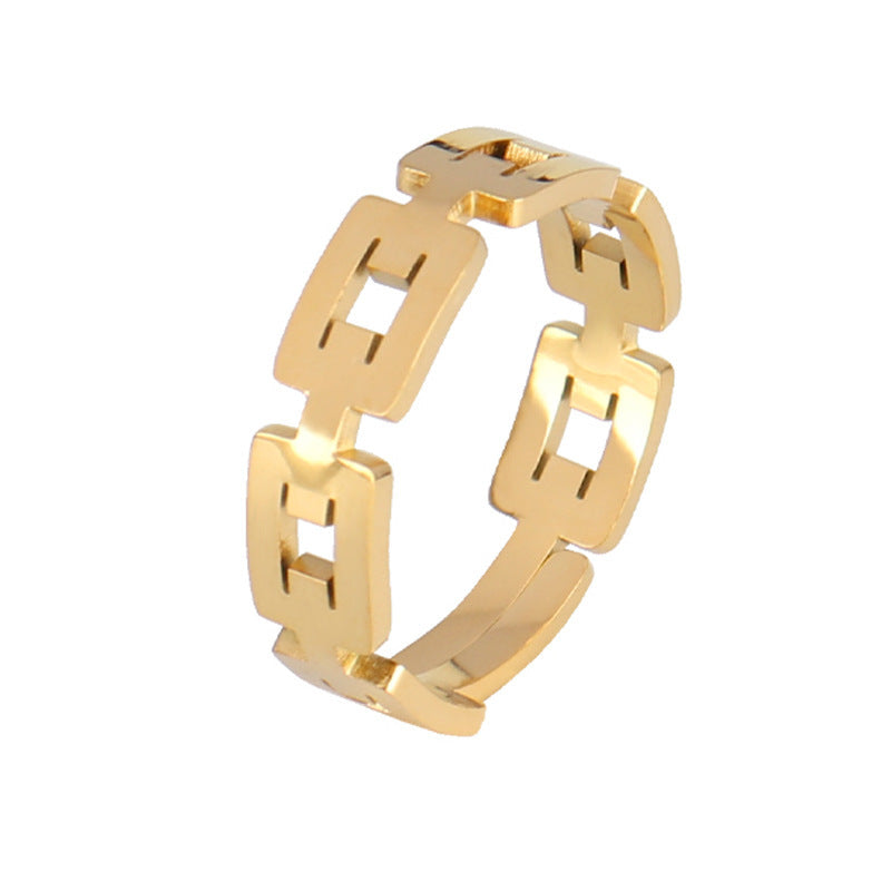 Stainless Steel Geometric Ring Natural Style Women Gold Silver Trendy Fashion Hip Hop Minimal Jewelry Timeless