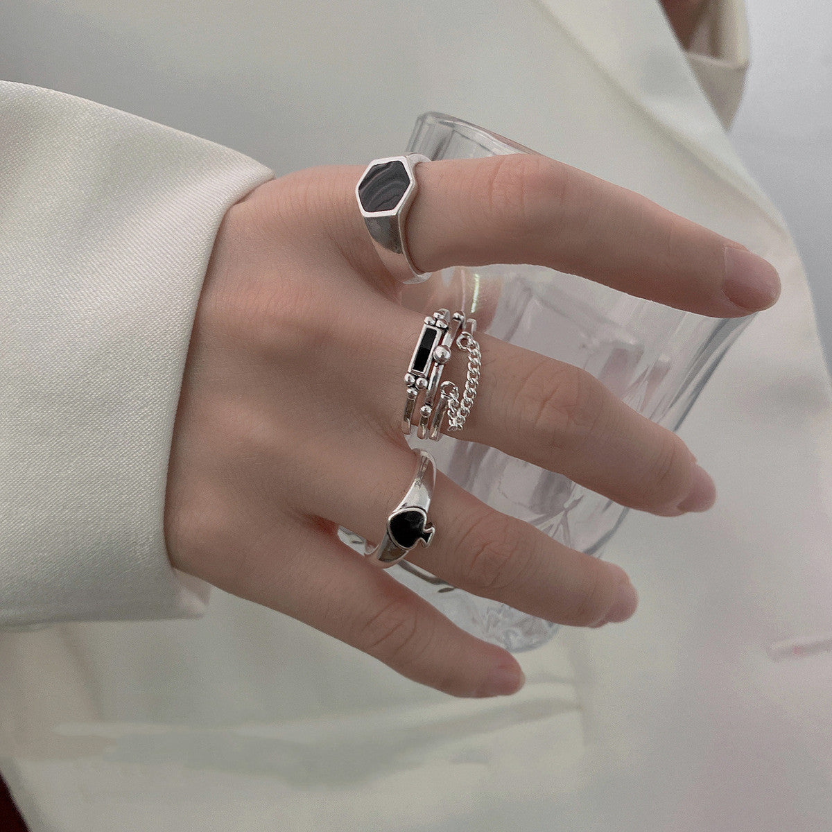 Geometric Copper Ring For Women With Adjustable Opening Retro Jewelry Heart Design Classic Vintage Finish Gold