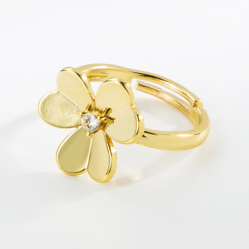 Geometric Copper Couple Ring Inlaid Electroplated Promise Engagement Jewelry Unisex Gift For Couples Style Now