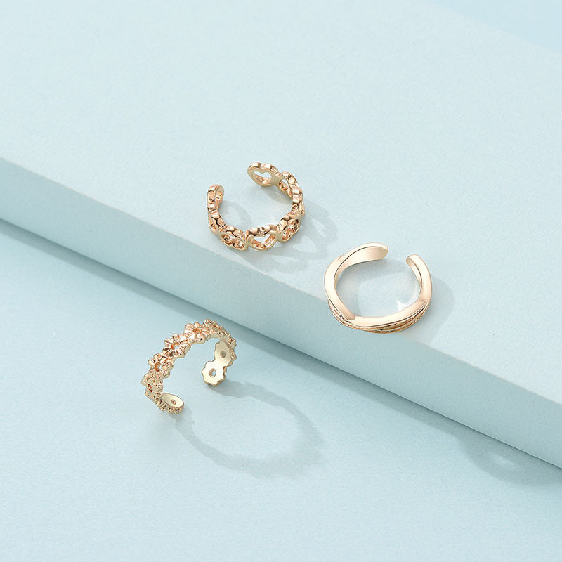 Gold Plated Geometric Rings For Women Fashion Jewelry Ring Set High Quality Trendy Elegant For Everyday Wear Gift