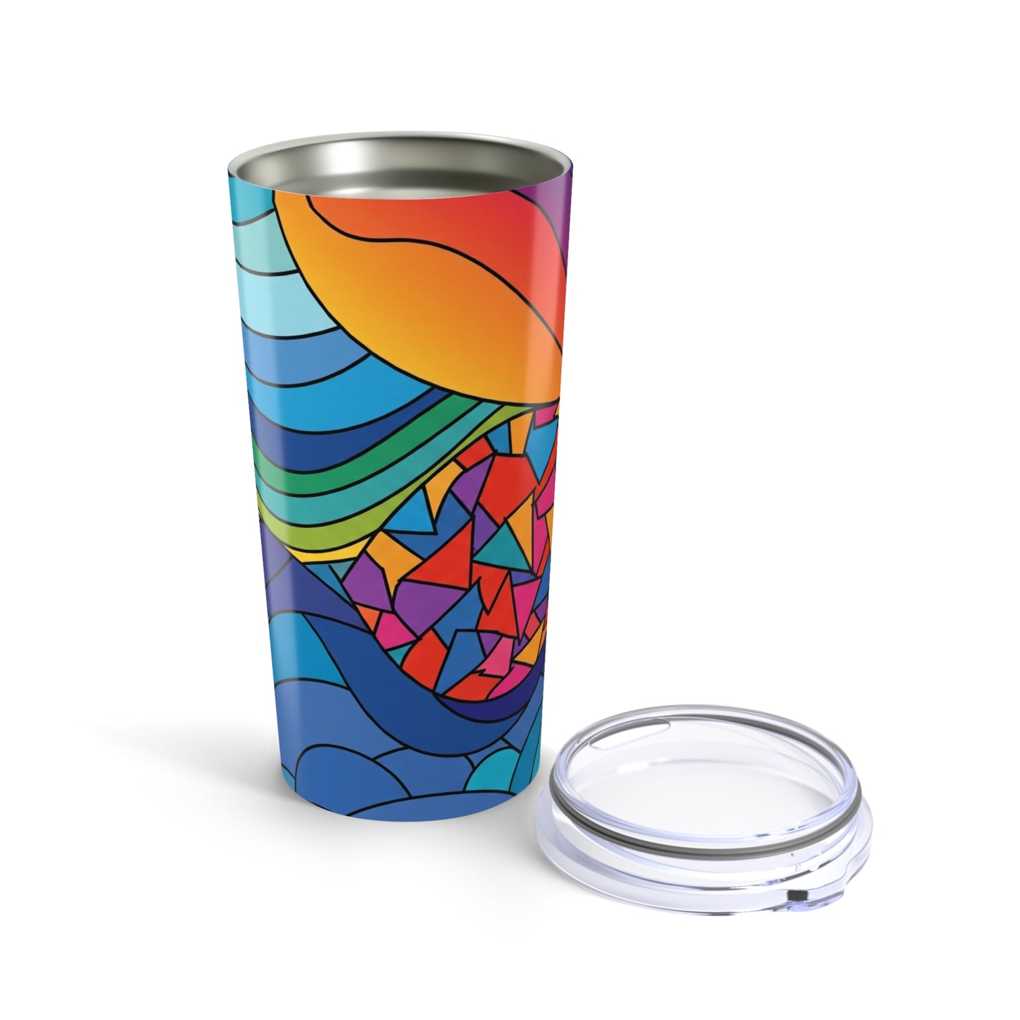 20oz Stainless Steel Tumbler With Double Wall Vacuum Insulation Spill Resistant Printed Travel Mug For Hot And