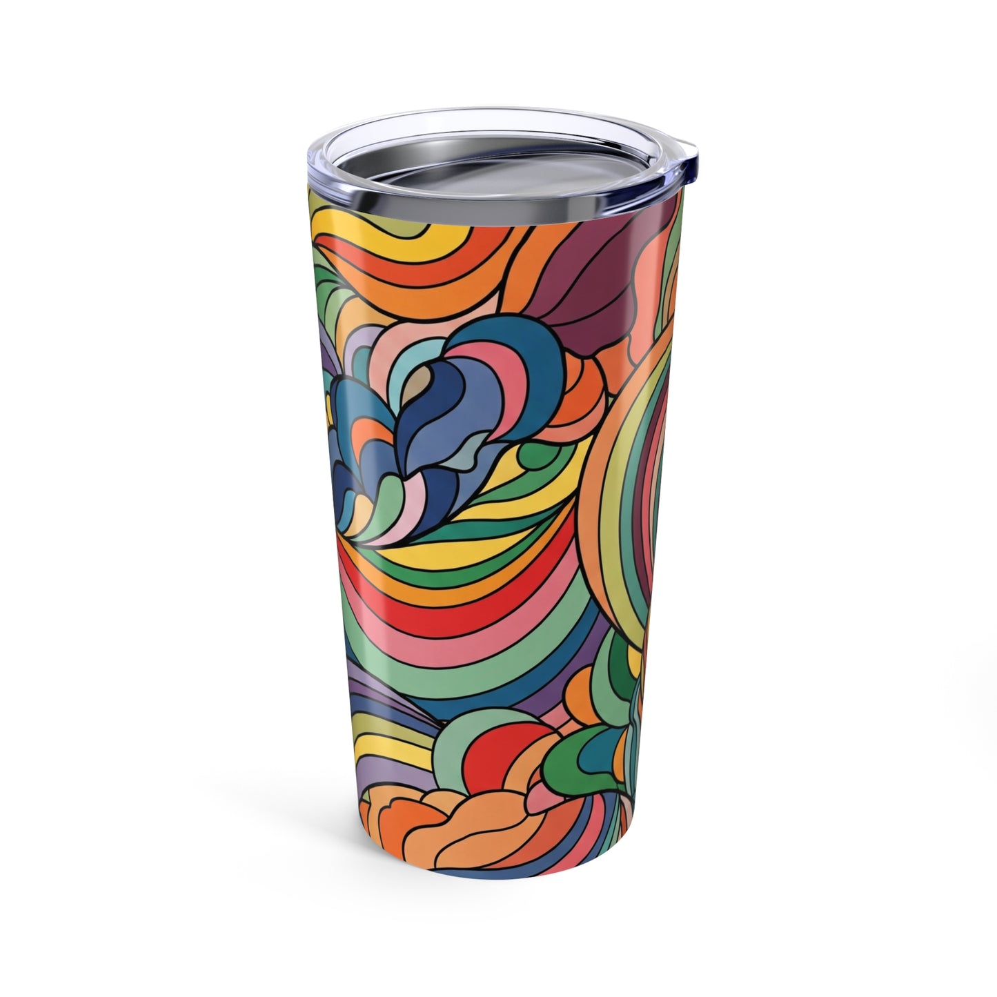 20 Ounce Stainless Steel Tumbler With Printed Design Double Wall Vacuum Insulation For Hot Or Cold Beverages